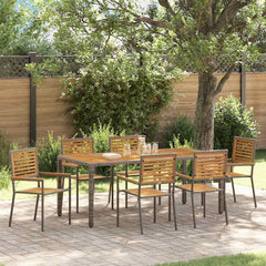 Garden Dining Set 5 pcs and Brown Poly Rattan Grey 190 cm table length 6-Seater