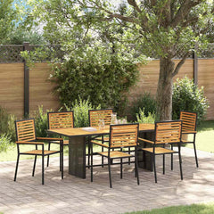 vidaXL Garden Dining Set 7 pcs and Brown Poly Rattan