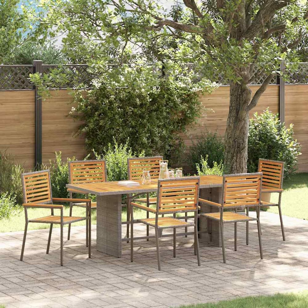 Garden Dining Set 7 pcs and Brown Poly Rattan 6-seater