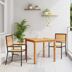 Garden Dining Set 5 pcs Solid Acacia Wood Black 85 cm table length 2-Seater