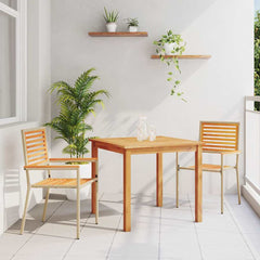 Garden Dining Set 5 pcs Solid Acacia Wood Beige 85 cm table length 2-Seater