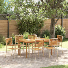 Garden Dining Set 5 pcs Solid Acacia Wood Beige 150 cm table length 6-Seater