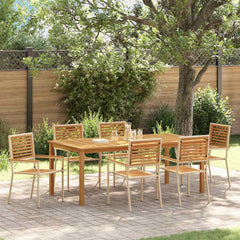 Garden Dining Set 5 pcs Solid Acacia Wood Beige 200 cm table length 6-Seater