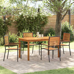 Garden Dining Set 5 pcs Solid Acacia Wood Black 140 cm table length 4-Seater