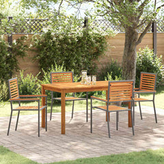 Garden Dining Set 5 pcs Solid Acacia Wood Grey 140 cm table length 4-Seater