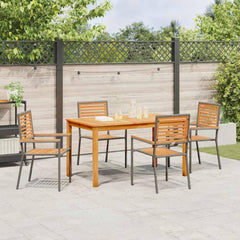 Garden Dining Set 5 pcs Solid Acacia Wood Grey 140 cm table length 4-Seater