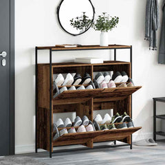 vidaXL Shoe Cabinet 100 x 34 x 112 cm Engineered Wood Old Wood 4