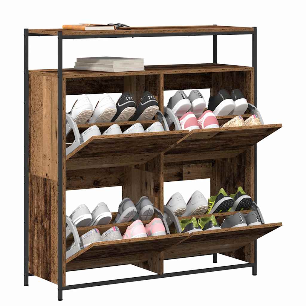 vidaXL Shoe Cabinet 100 x 34 x 112 cm Engineered Wood Old Wood 3
