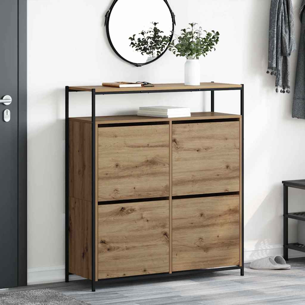 vidaXL Shoe Cabinet 100 x 34 x 112 cm Engineered Wood Artisan Oak 1