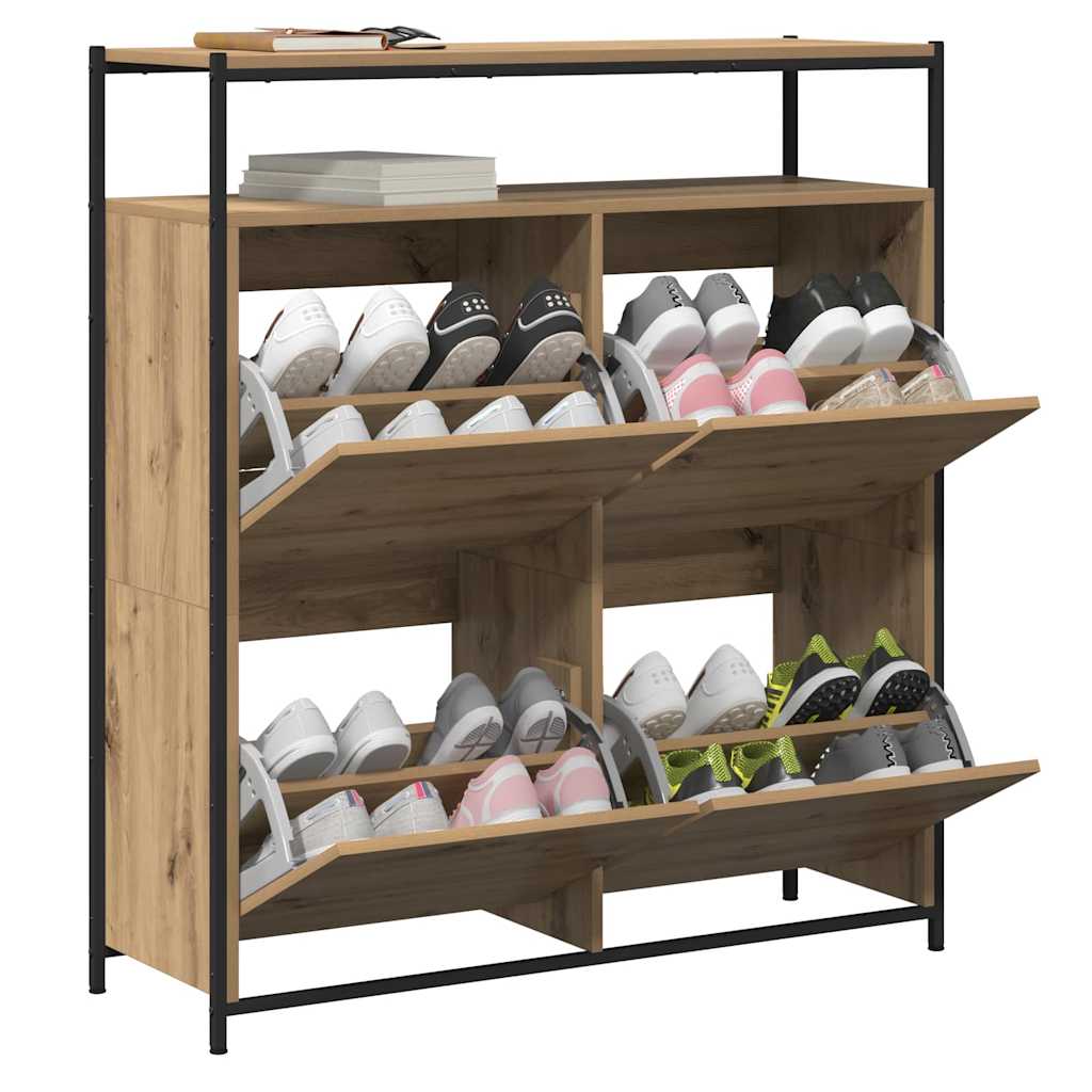 vidaXL Shoe Cabinet 100 x 34 x 112 cm Engineered Wood Artisan Oak 3