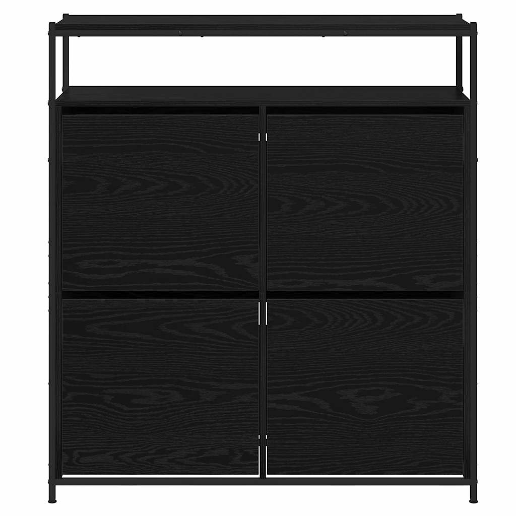 vidaXL Shoe Cabinet 100 x 34 x 112 cm Engineered Wood Black Oak 6