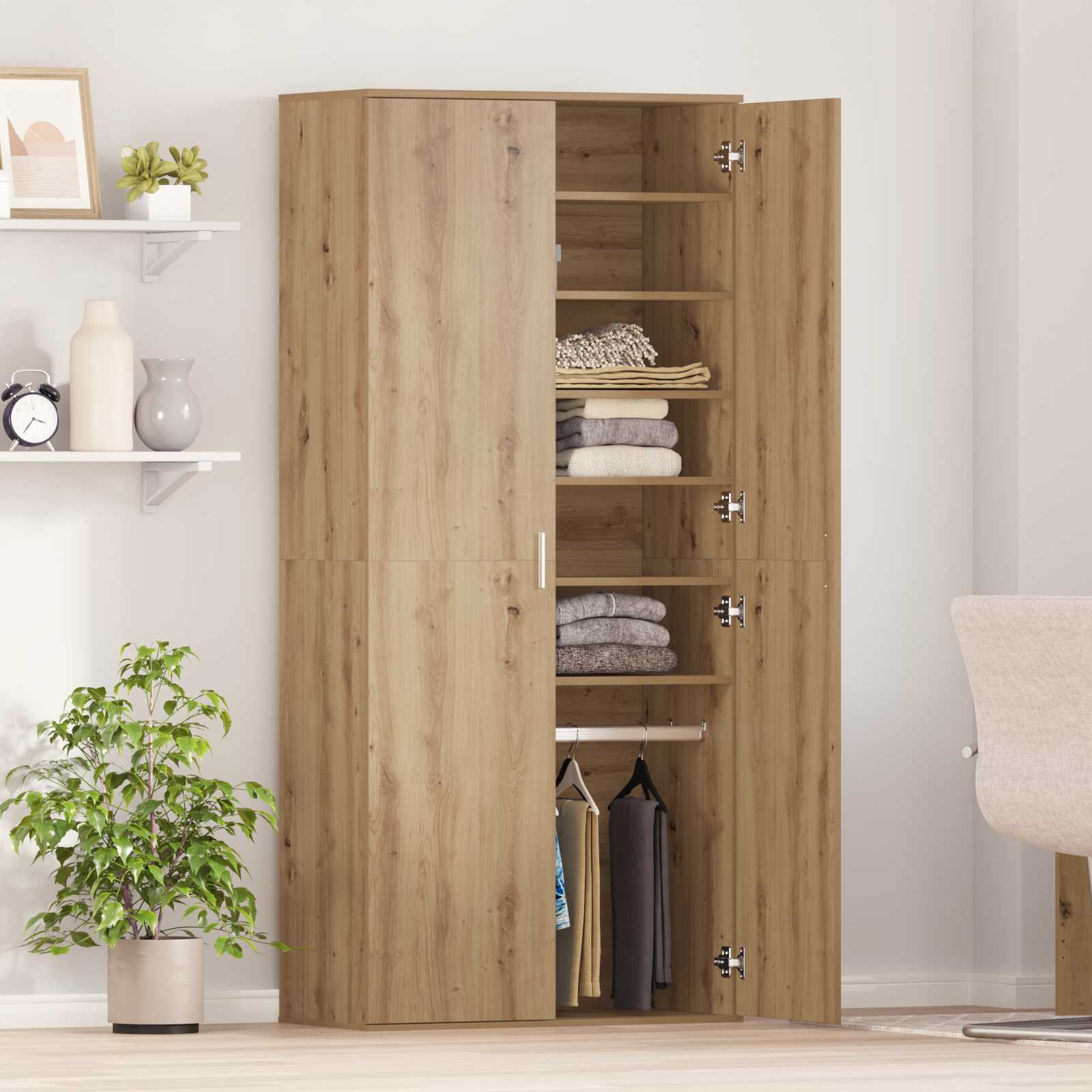 vidaXL Highboard 80 x 39 x 178 cm Engineered Wood Artisan Oak 4