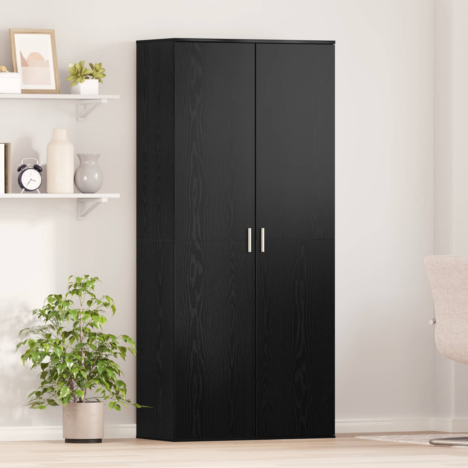 vidaXL Highboard 80 x 39 x 178 cm Engineered Wood Black Oak 1
