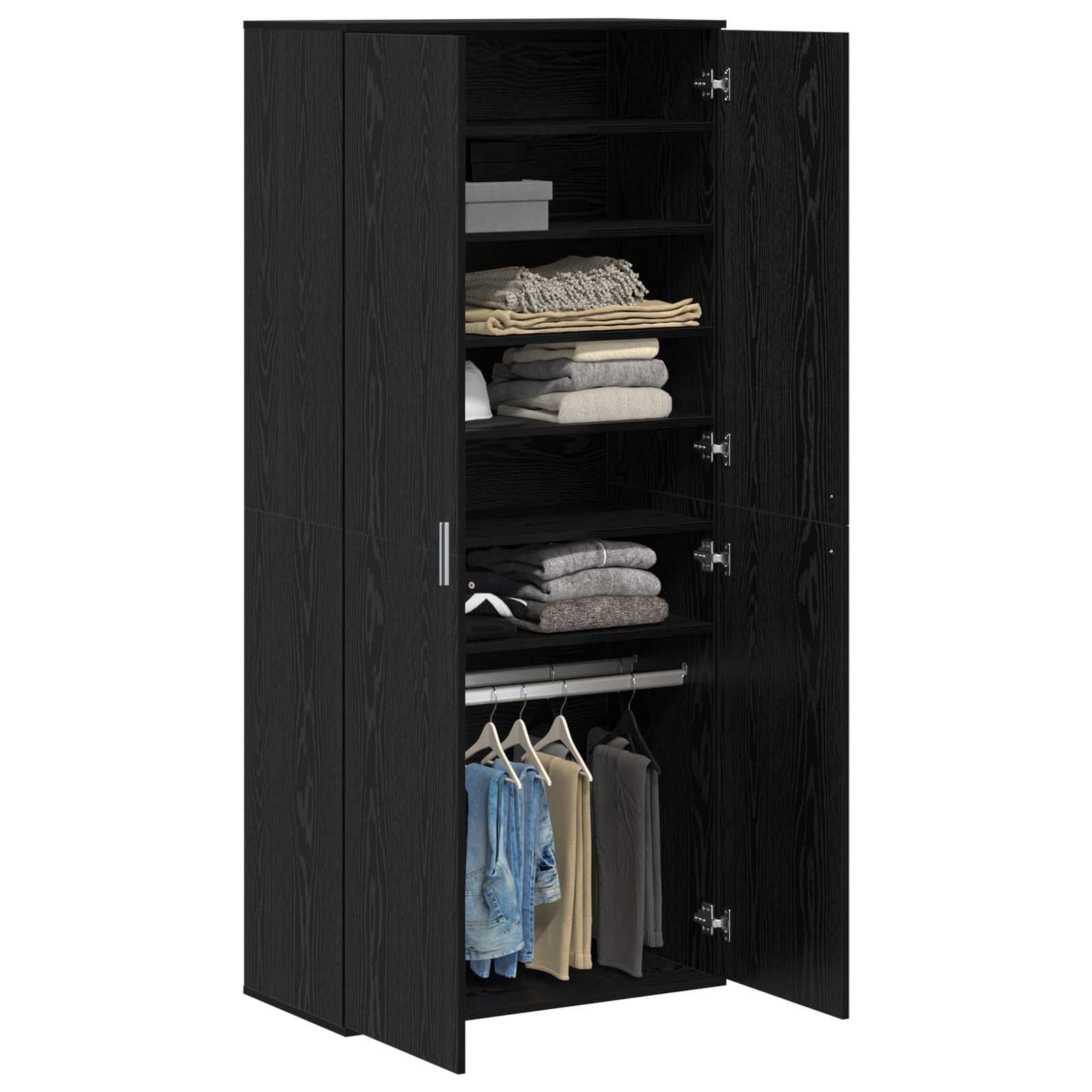 vidaXL Highboard 80 x 39 x 178 cm Engineered Wood Black Oak 3