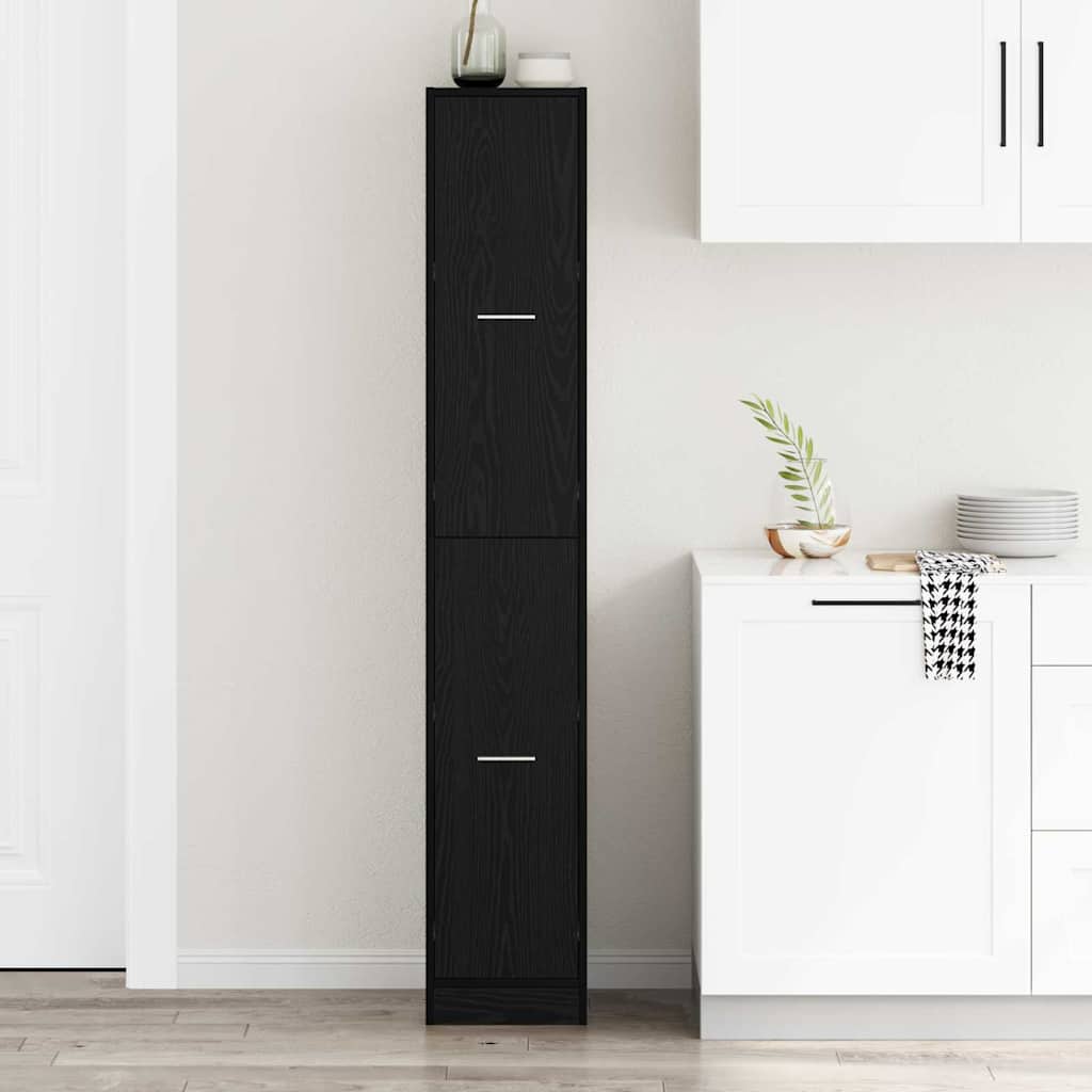 vidaXL Apothecary Cabinet Pattern Pattern 30 x 41 x 174.5 cm Black Oak 1