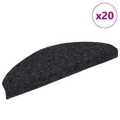 vidaXL Stair Mats Self-adhesive 20 pcs 65x21x4 cm Black Half Round Large 1