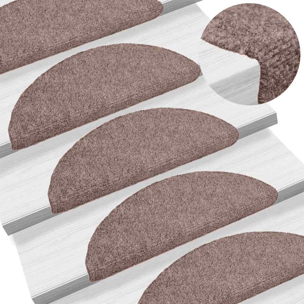 vidaXL Stair Mats Self-adhesive 20 pcs 56x17x3 cm Light Brown Half Round 1