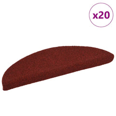 vidaXL Stair Mats Self-adhesive 20 pcs 56x17x3 cm Bordeaux Red Half Round 1