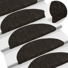 vidaXL Stair Mats Self-adhesive 20 pcs 56x17x3 cm Dark Brown Half Round 1