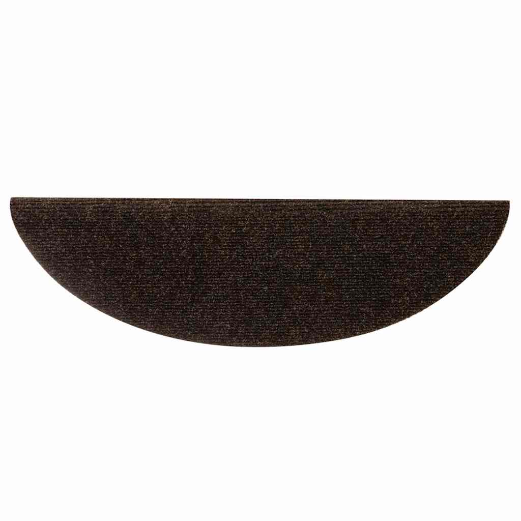 vidaXL Stair Mats Self-adhesive 20 pcs 56x17x3 cm Brown Half Round 4
