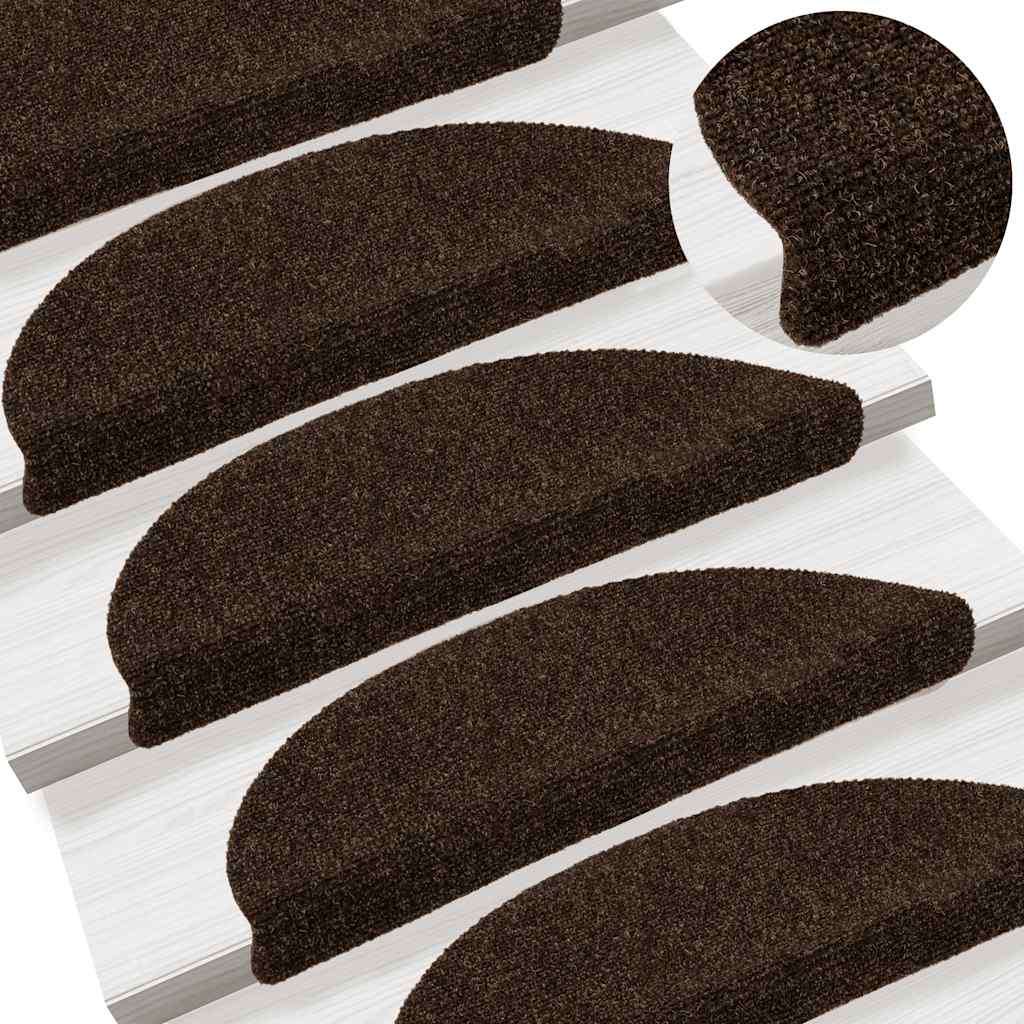 vidaXL Stair Mats Self-adhesive 20 pcs 56x17x3 cm Brown Half Round 5