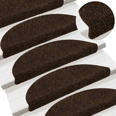vidaXL Stair Mats Self-adhesive 20 pcs 56x17x3 cm Brown Half Round 5