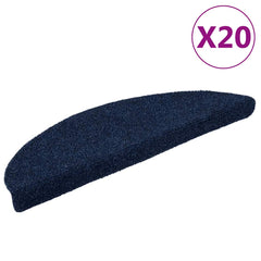 vidaXL Stair Mats Self-adhesive 20 pcs 56x17x3 cm Navy Half Round 1