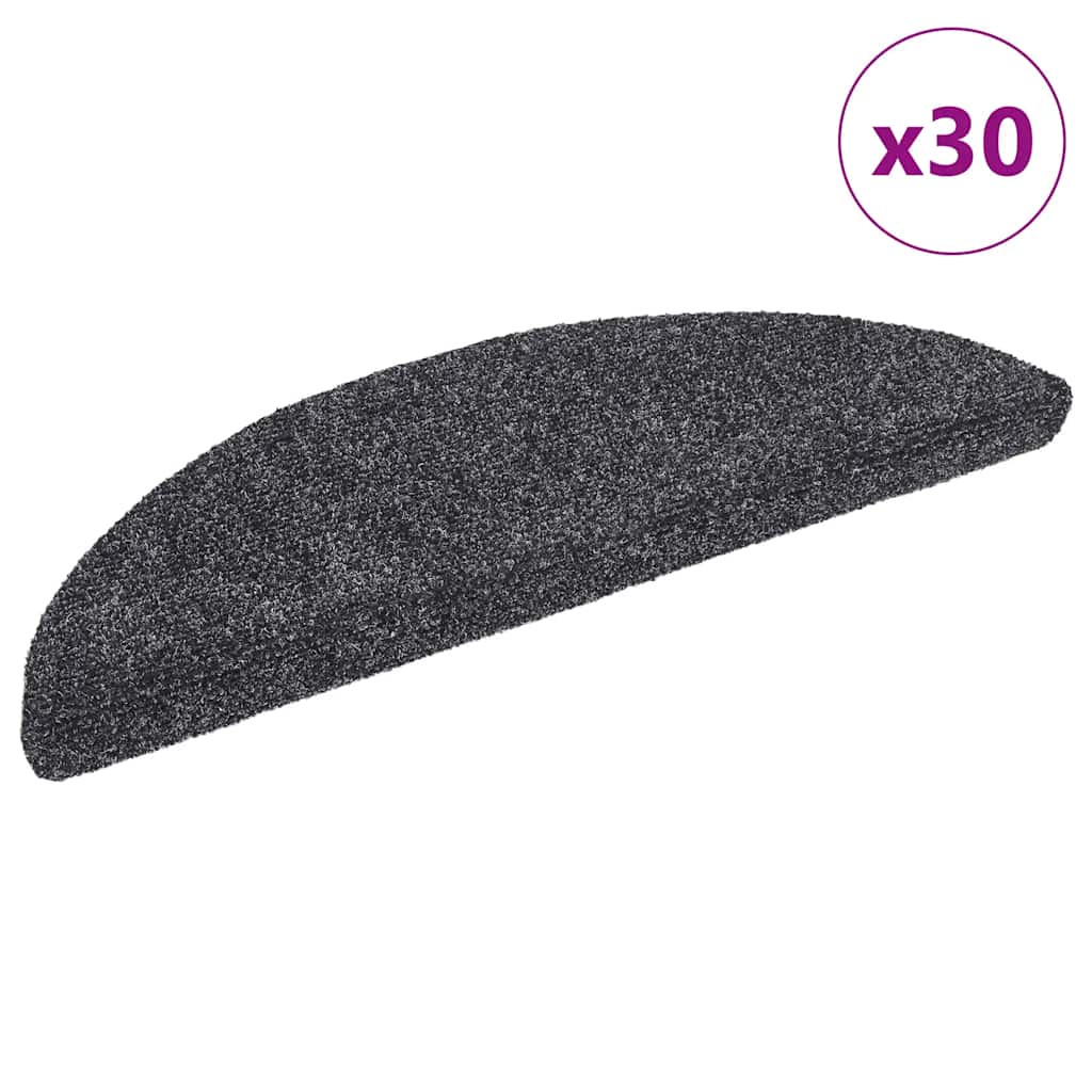 Stair Mats Self-adhesive Half Round 30 pcs in Dark Grey