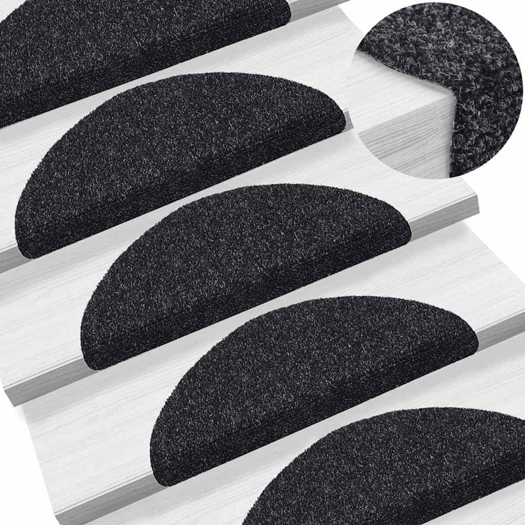 Stair Mats Self-adhesive Half Round 30 pcs