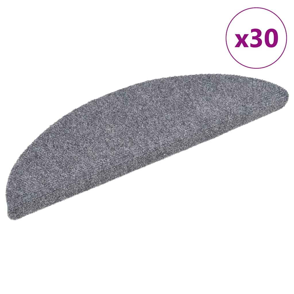 Stair Mats Self-adhesive Half Round 30 pcs in Light Grey