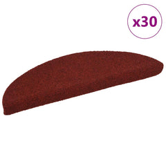 Stair Mats Self-adhesive Half Round 30 pcs in Bordeaux Red