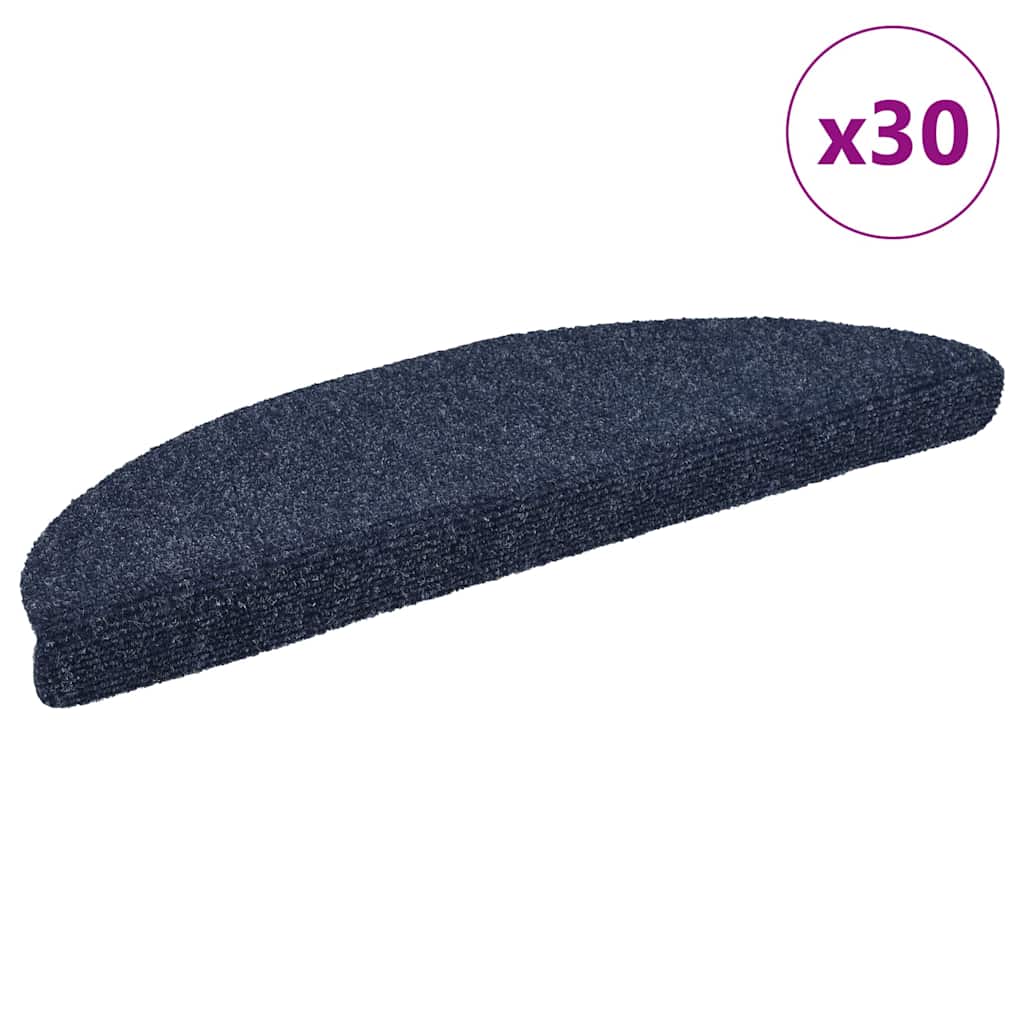 Stair Mats Self-adhesive Half Round 30 pcs in Blue