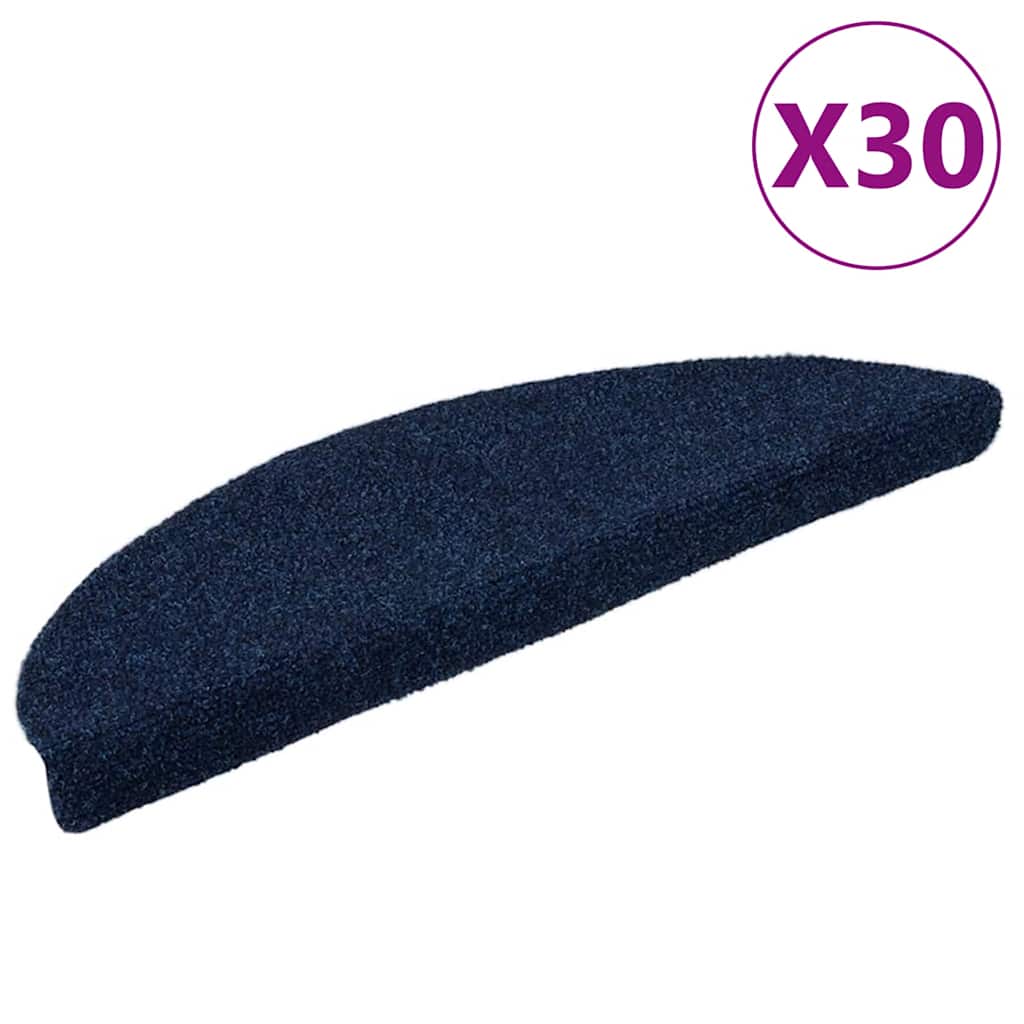 Stair Mats Self-adhesive Half Round 30 pcs in Navy