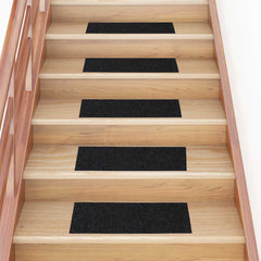 Stair Mats Self-adhesive Rectangular 30 pcs in Black