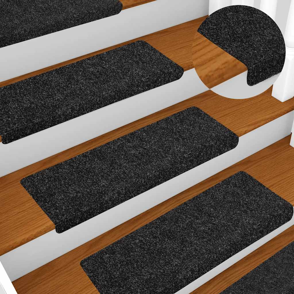 vidaXL Stair Mats Self-adhesive 20 pcs 65x21x4 cm Black Rectangular Edge 5