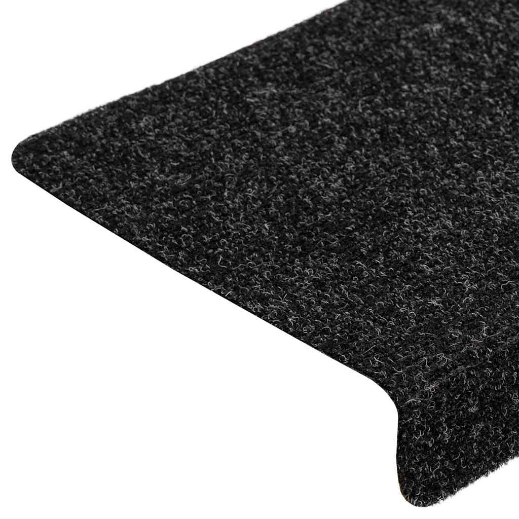 vidaXL Stair Mats Self-adhesive 20 pcs 65x21x4 cm Black Rectangular Edge 6