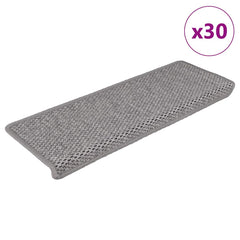 Stair Mats Self-adhesive Sisal-Look 65x21x4 cm 30 pcs Silver