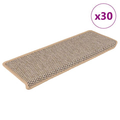 Stair Mats Self-adhesive Sisal-Look 65x21x4 cm 30 pcs Light beige