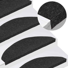 vidaXL Stair Mats Self-adhesive 20 pcs Black 65x22,5x3,5 cm 1