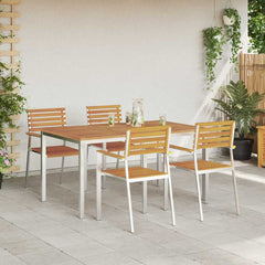 Garden Dining Set 7 pcs and Stainless Steel Solid acacia wood 4 150 cm