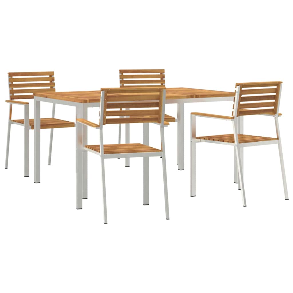 Garden Dining Set 7 pcs and Stainless Steel Solid acacia wood 4 150 cm