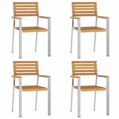 Garden Dining Set 7 pcs and Stainless Steel Solid acacia wood 4 150 cm