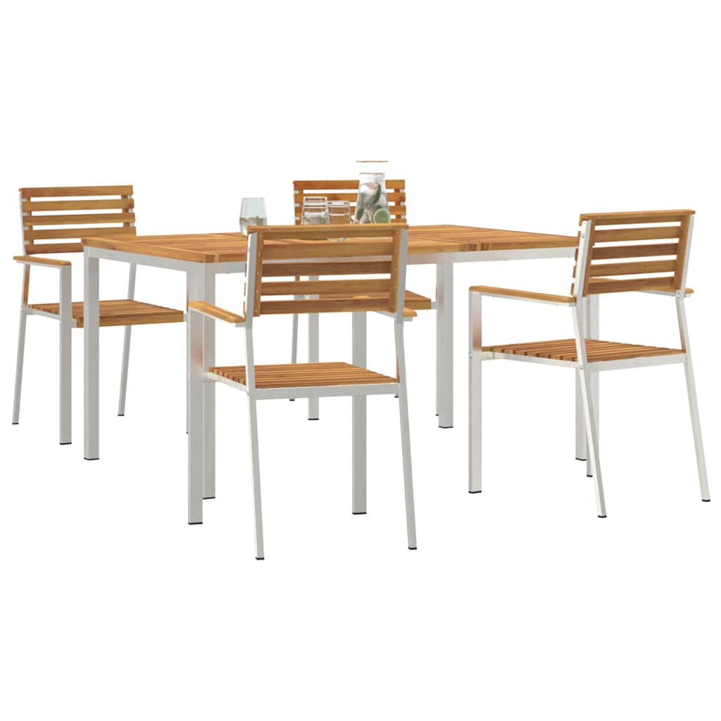 Garden Dining Set 7 pcs and Stainless Steel Solid acacia wood 4 150 cm
