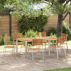 Garden Dining Set 7 pcs and Stainless Steel Solid acacia wood 6 180 cm