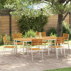 Garden Dining Set 7 pcs and Stainless Steel Solid acacia wood 6 200 cm