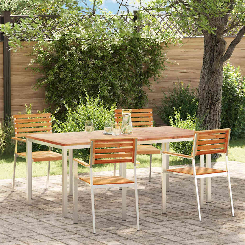 Garden Dining Set 7 pcs and Stainless Steel Solid teak wood 4 180 cm