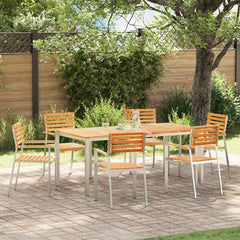 Garden Dining Set 7 pcs and Stainless Steel Solid teak wood 6 180 cm
