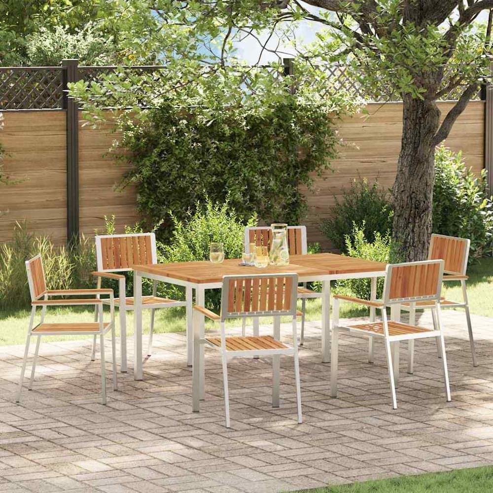 Outdoor Dining Set 5 pcs 150 x 90 x 75 cm Solid acacia wood 6 150 cm