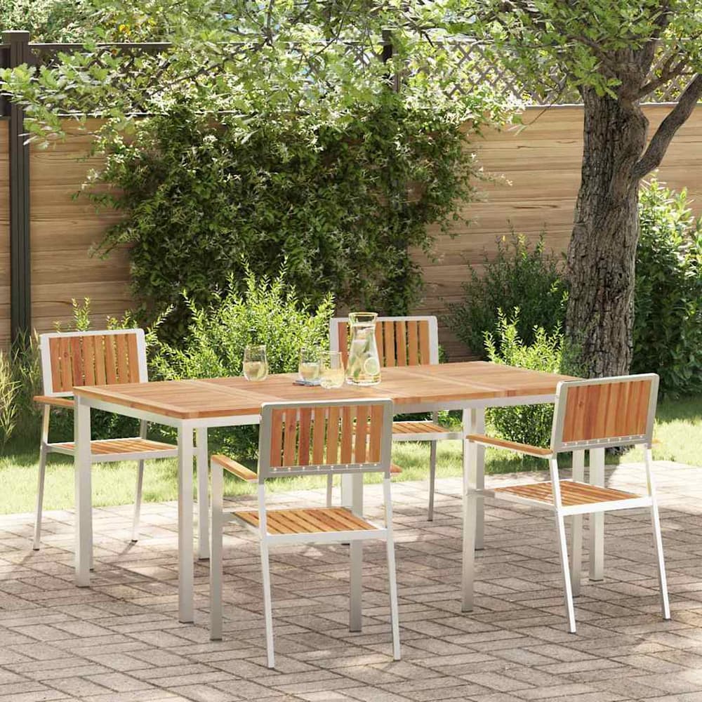 Outdoor Dining Set 5 pcs 150 x 90 x 75 cm Solid acacia wood 4 180 cm