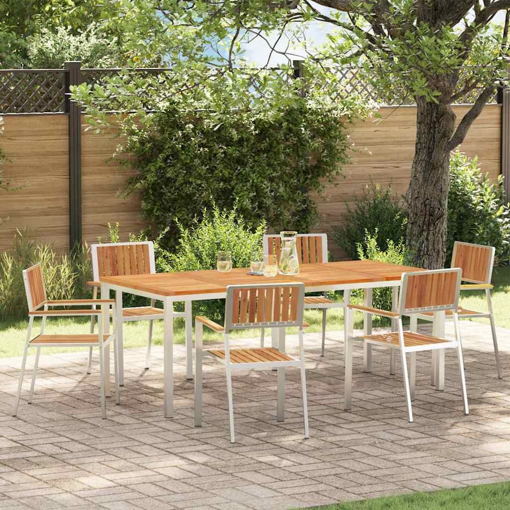 Outdoor Dining Set 5 pcs 150 x 90 x 75 cm Solid acacia wood 6 200 cm